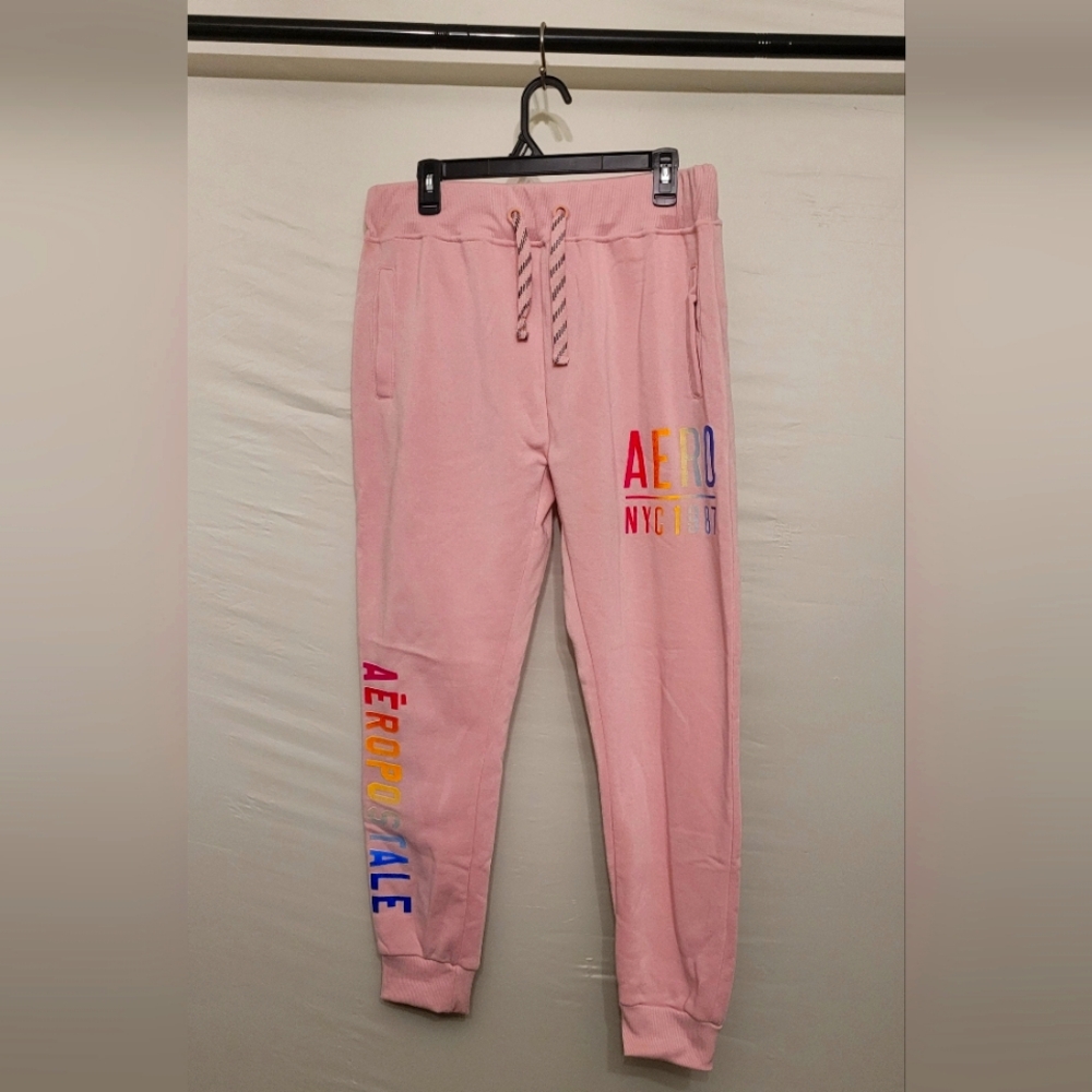 AEROPOSTALE NYC 87 Fleece Pastel Pink Sweatpants Joggers Size L